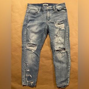 Light blue distress jeans. Size 12